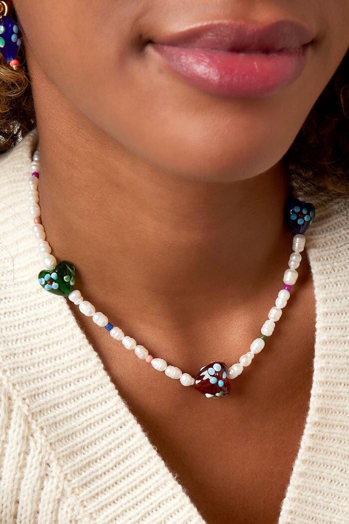 Collier coeur de perles Or Acier inoxydable Image3